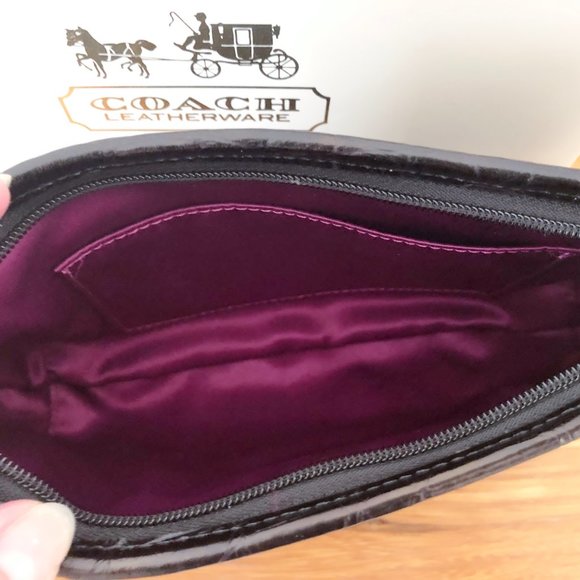 COACH Madison Black Croc Large Wristlet  NEW in Box